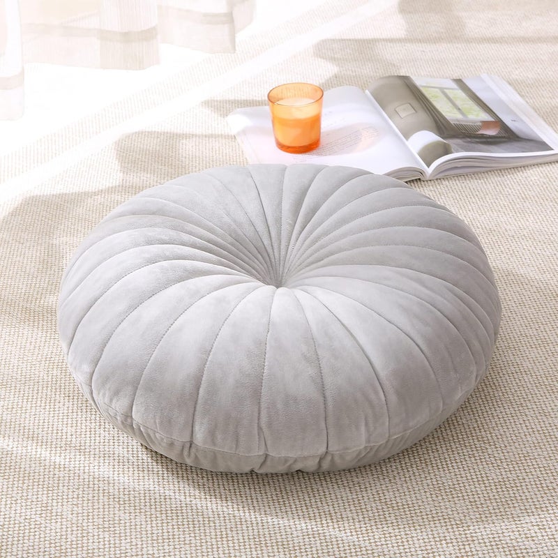 Volple Floor Pillow Meditation Cushion Round Large Floor Pillows Seating for Adults, Velvet Thick Floor Cushions for Yoga Living Room Balcony Outdoor Tatami 18inches（Grey） - Image 1